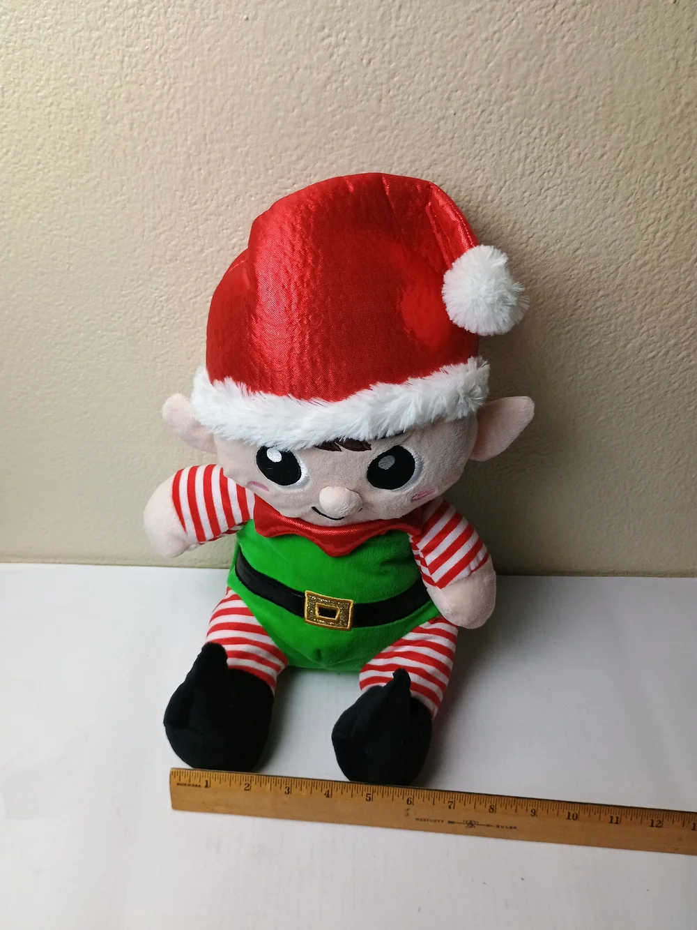 Plush Sitting Boy Christmas Holiday Elf Toy  - Soft Kids Stuffed Animal